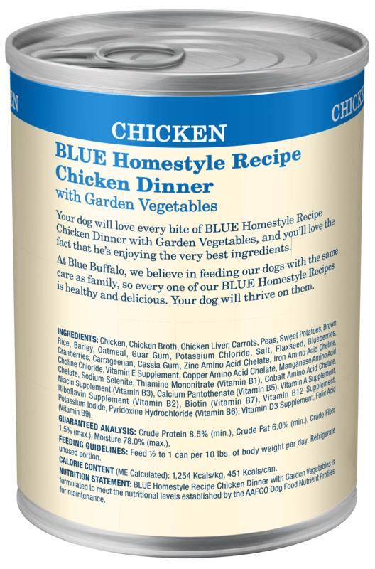 Blue buffalo homestyle recipe senior chicken hot sale dinner with garden vegetables canned dog food