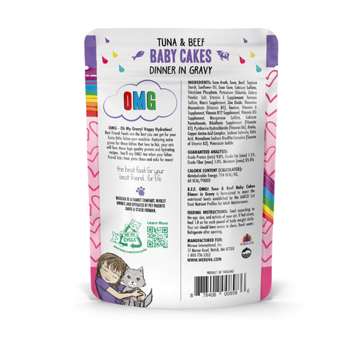 Weruva BFF Tuna & Beef Baby Cakes Recipe Pouches Wet Cat Food