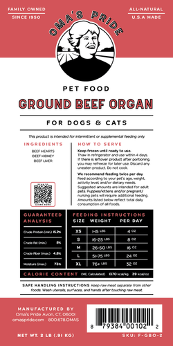 Oma's Pride Ground Beef Organ Meat