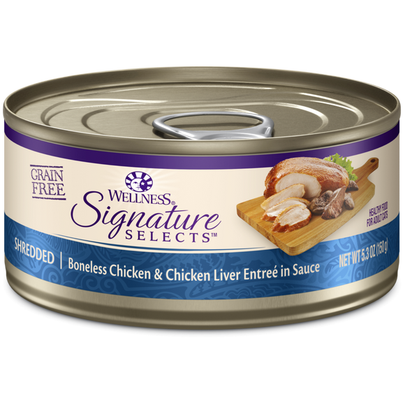 Wellness Signature Selects Grain Free Natural White Meat Chicken and Chicken Liver Entree in Sauce Wet Canned Cat Food