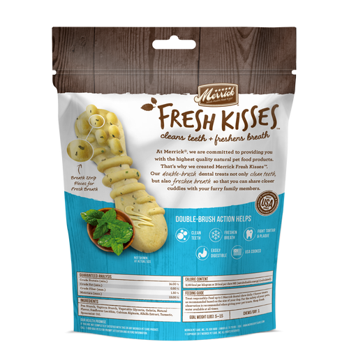 Merrick Fresh Kisses Grain Free Mint Breath Strips Extra Small Dental Dog Treats