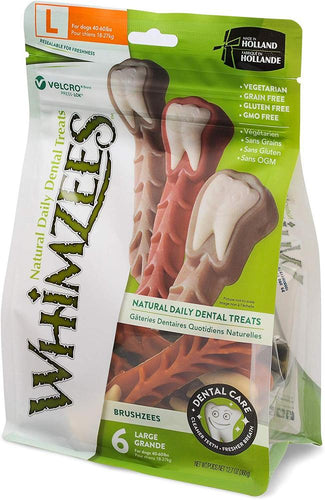 Whimzees Brushzees Natural Daily Dental Large Breed Dog Treats